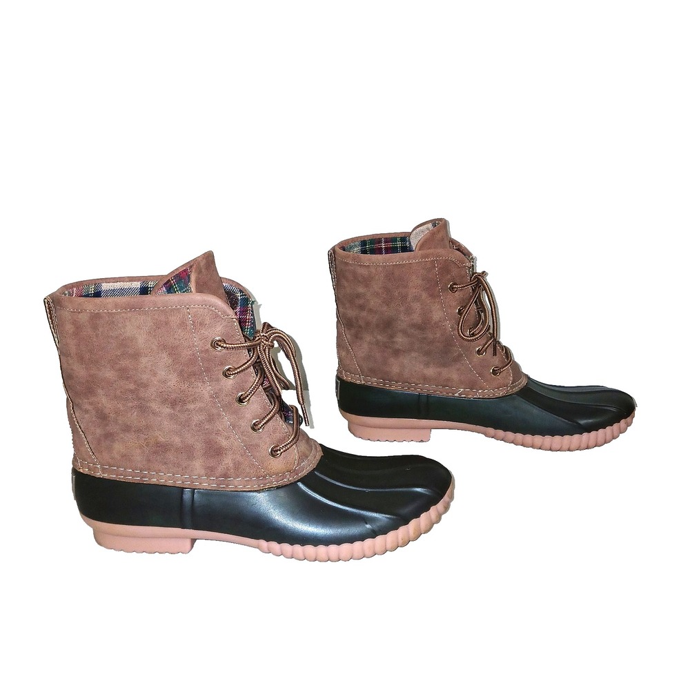 Marleylilly Waterproof Duck Boots Women 9 Brown Faux Leather Rain Outdoor Work
